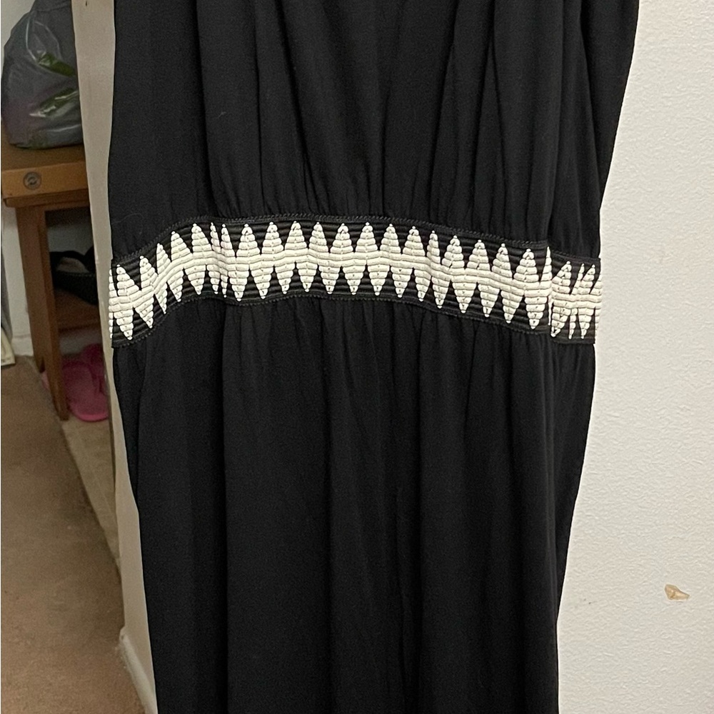 Elegant Black Maxi Dress with White Accents